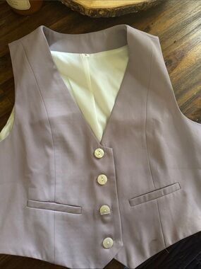 Lavender V-Neck Women's Vest - Classic Button Front